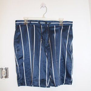 Navy Blue & White Silk Shorts